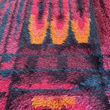 Original Abstract Scandinavian High Pile Abstract Rya Rug Carpet, Sweden, 1960s