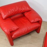 Maralunga armchair and ottoman by Vico Magistretti for Cassina