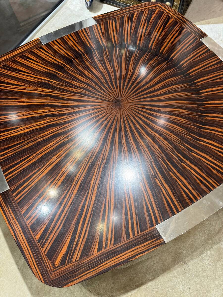 Table basse de style Art déco en ébène de Macassar, vers 1970