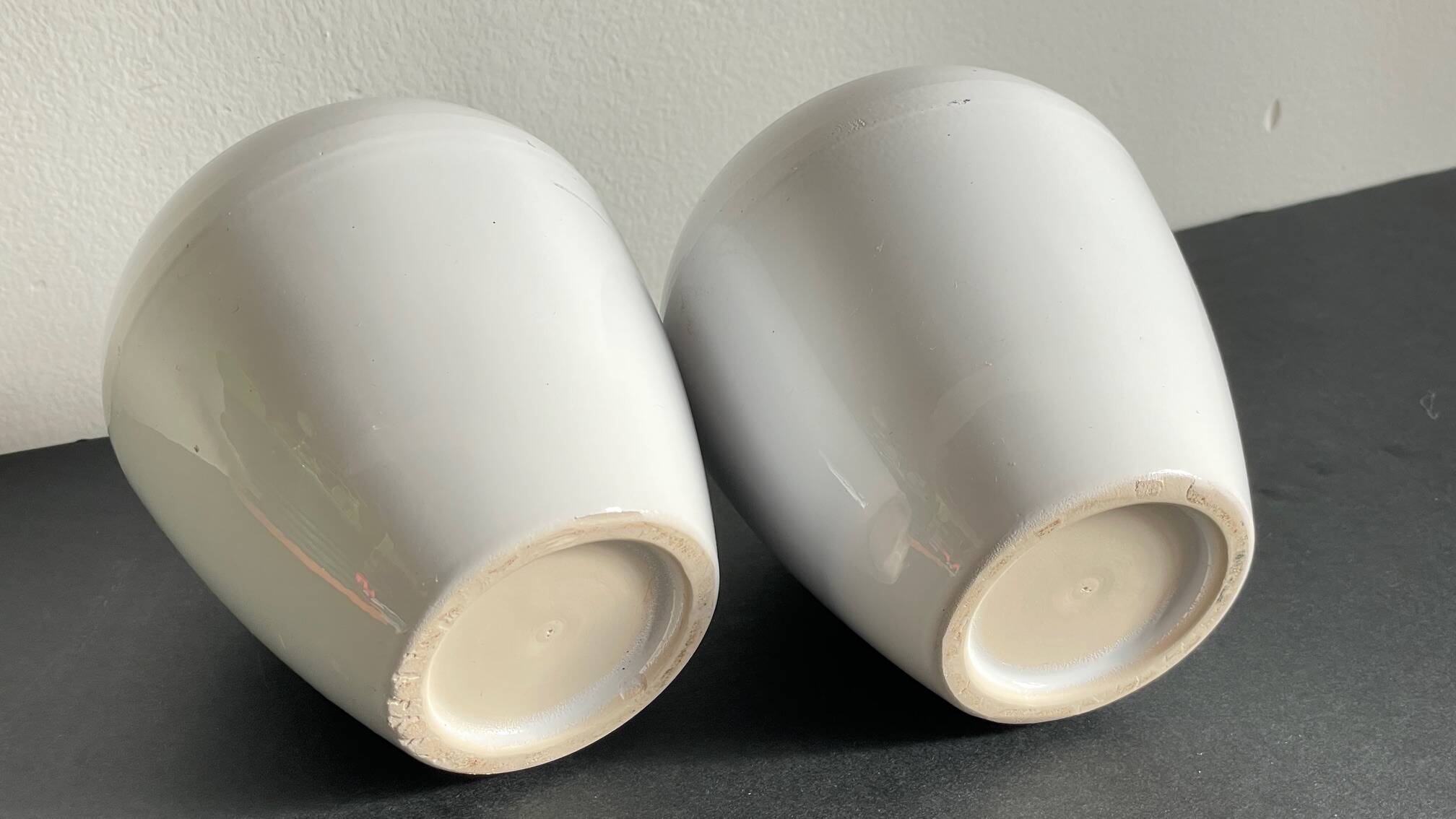 Pair of White Ceramic Candle Holders