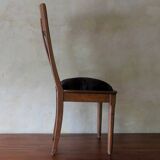 Art nouveau side chair in oak and royal purple velvet, 1900