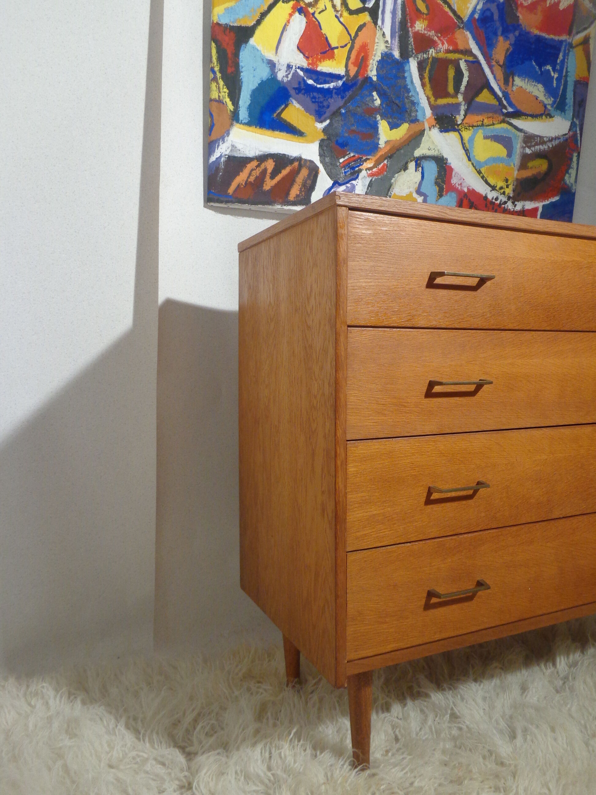 Chest of drawers vintage from the 60s in light wood