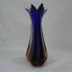Vintage cobalt blue and amber blown glass vase in Murano style.
