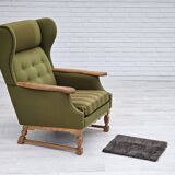 1970s, Danish highback armchair, wool, oak