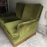 Vintage green velvet sofa