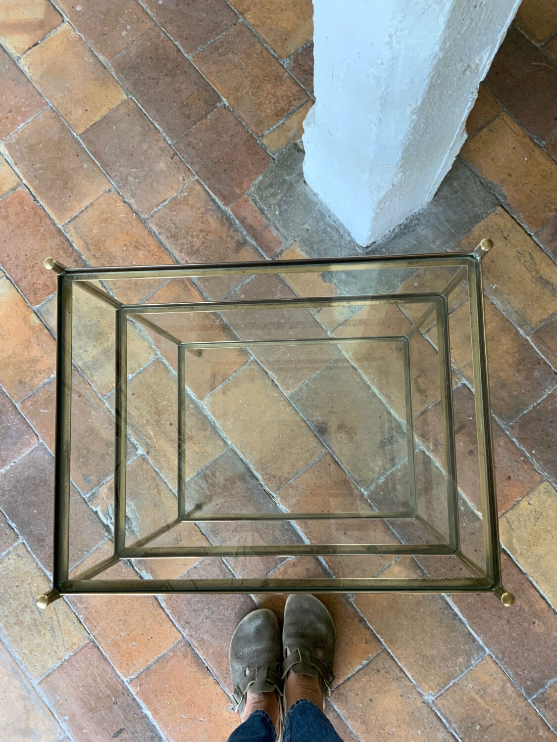 Brass and glass side table