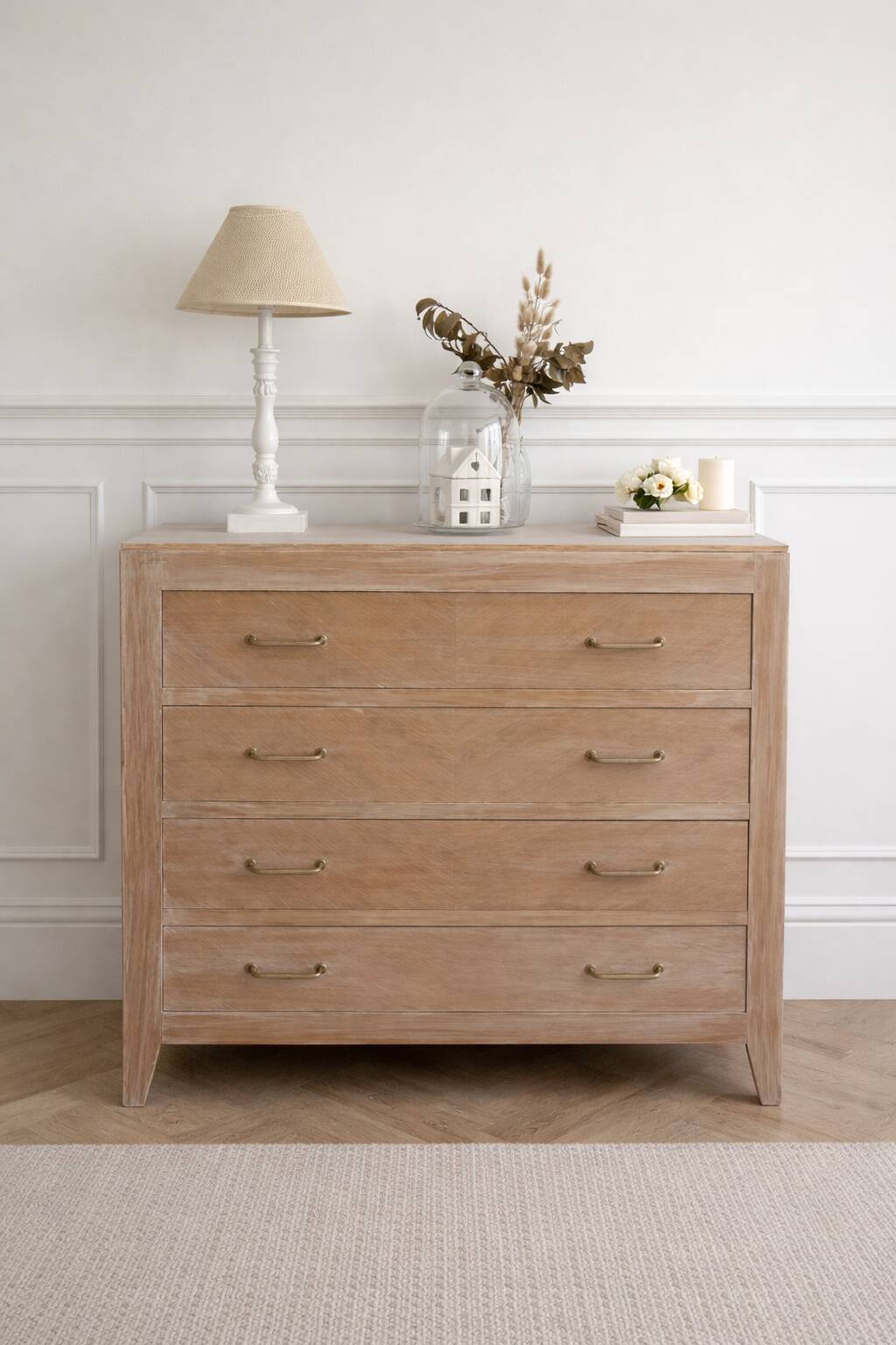 Vintage commode in bleached wood.