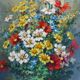 Tableau bouquet de fleurs, huile sur isorel