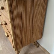 3-drawer rattan/bamboo chest of drawers attributed to Adrien Audoux and Frida Minnet. Circa 1950