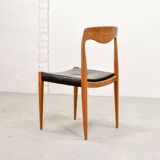 Niels Otto Moller Style Solid Teak Wood Dining Chairs with Leatherette 50s