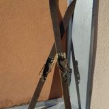Pair of wooden skis and poles for children
