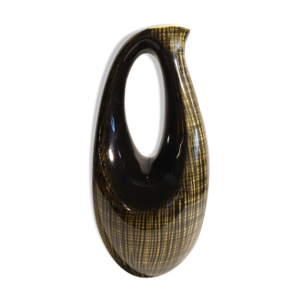 Vase "Madère" jaune et noir en faïence de Saint-Clément