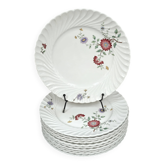 Set of 11 flat plates KG Lunéville Service Fleurs des Indes