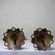Large pair of antique gilded bronze candlesticks, Gothic style from the 19th century.