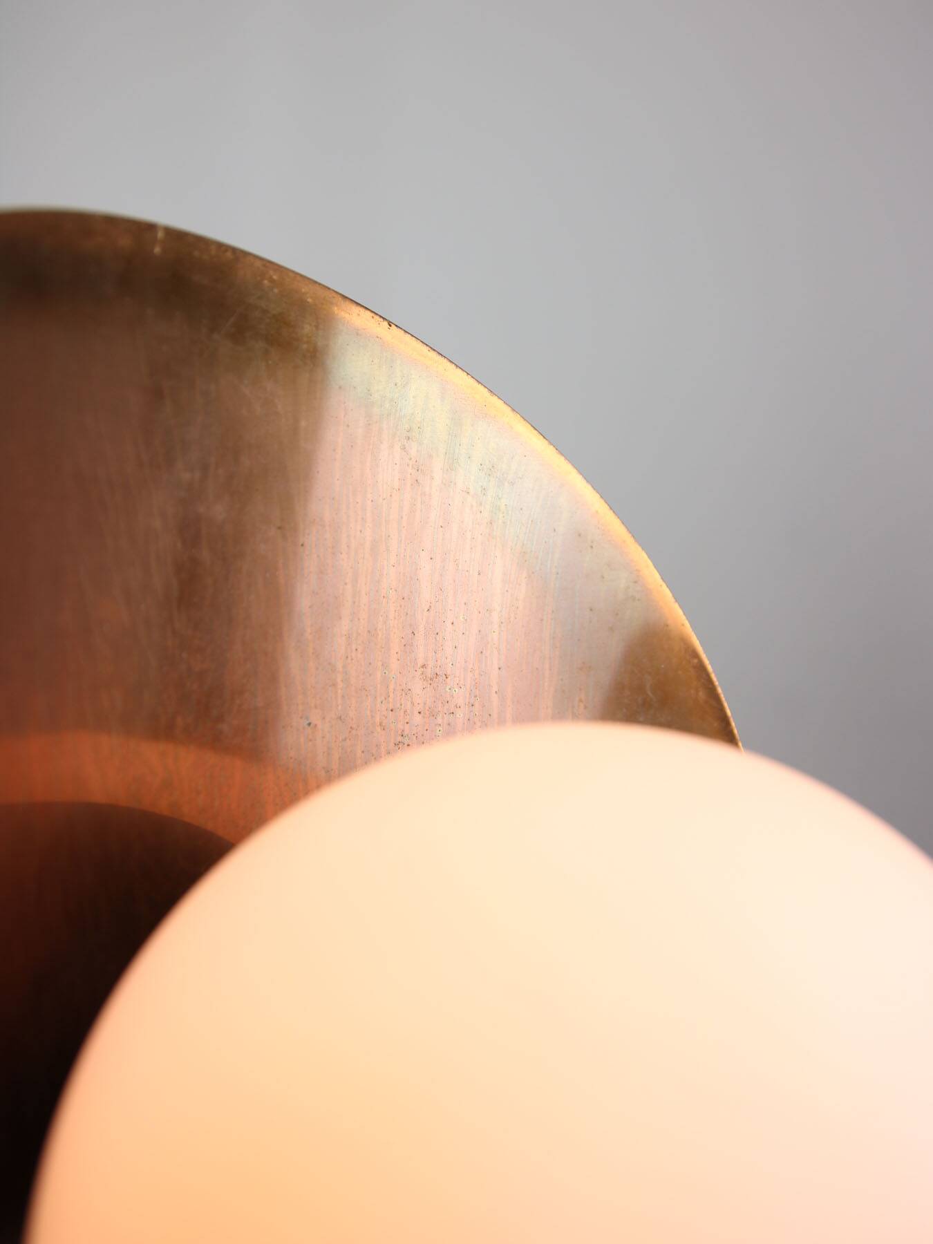 Vintage Italian Copper and Opaline Chandelier, 70s