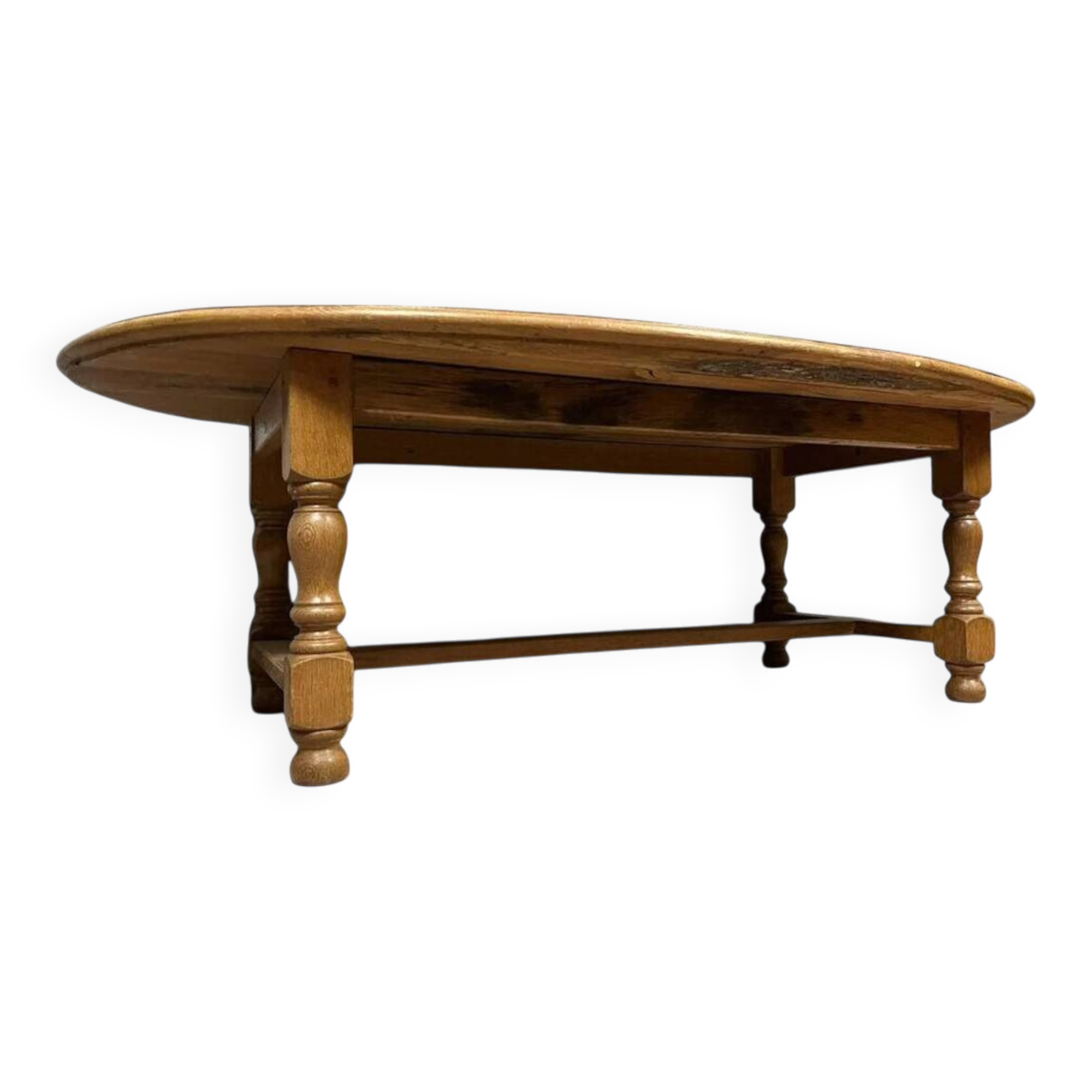 Very large Louis XIII style coffee table in solid oak circa 1900