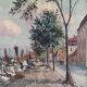 Vintage original Scandinavian harbor oil painting