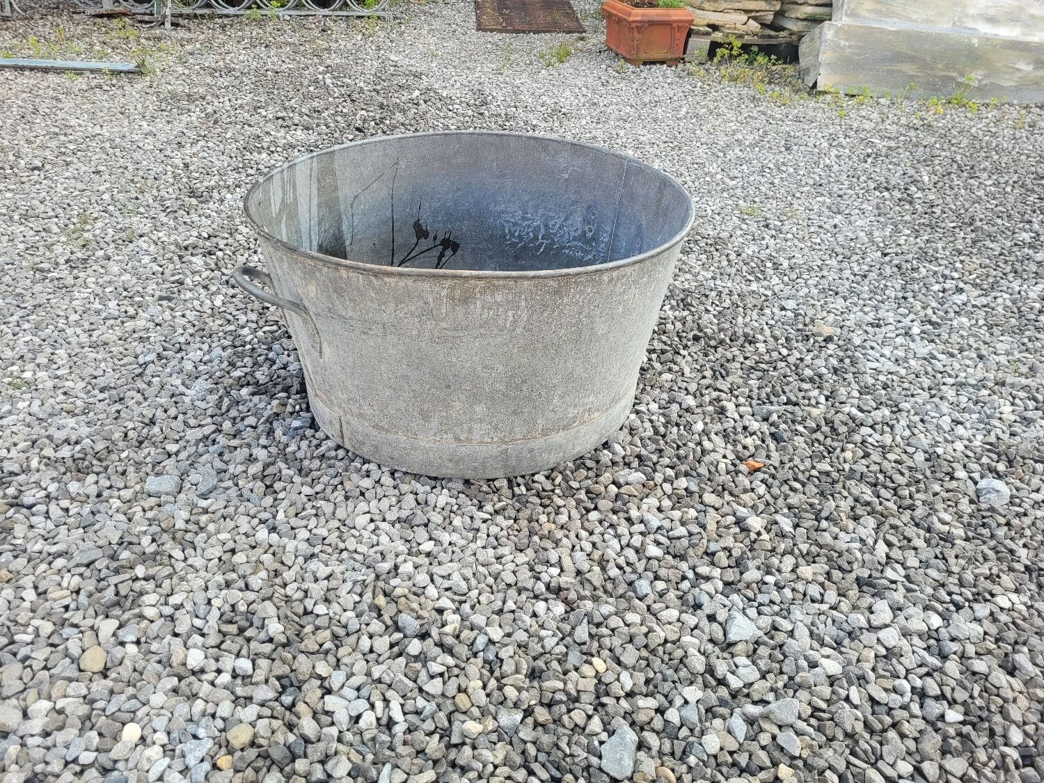 Old zinc basin, 55cms in diameter