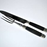 NILOX Stainless steel and ebony meat cover Empire knife + fork set