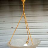 Art Deco ceiling lamp/chandelier in white pressed molded glass in working order