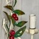 Pair of cherry metal wall lights, white and green, vintage 1970s.