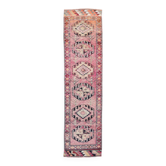 Tapis oushak runner rose pâle, 91x359cm