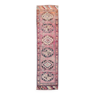 3x12 pale pink oushak runner rug, 91x359cm