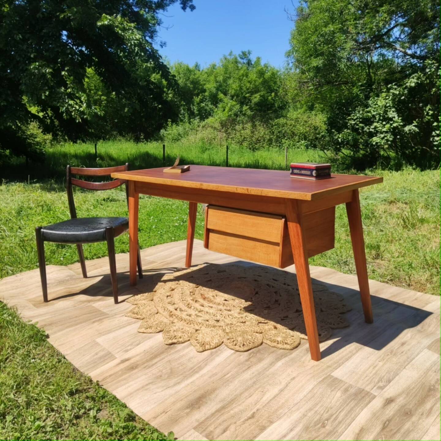 Scandinavian minimalist desk with compass feet