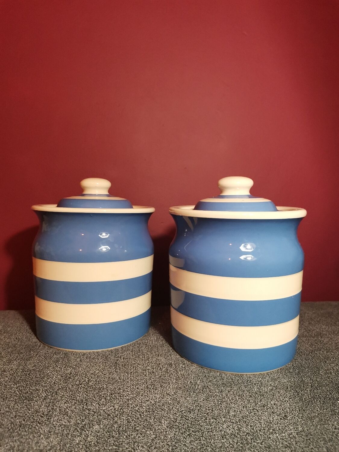 Blue striped kitchen pot