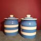 Blue striped kitchen pot
