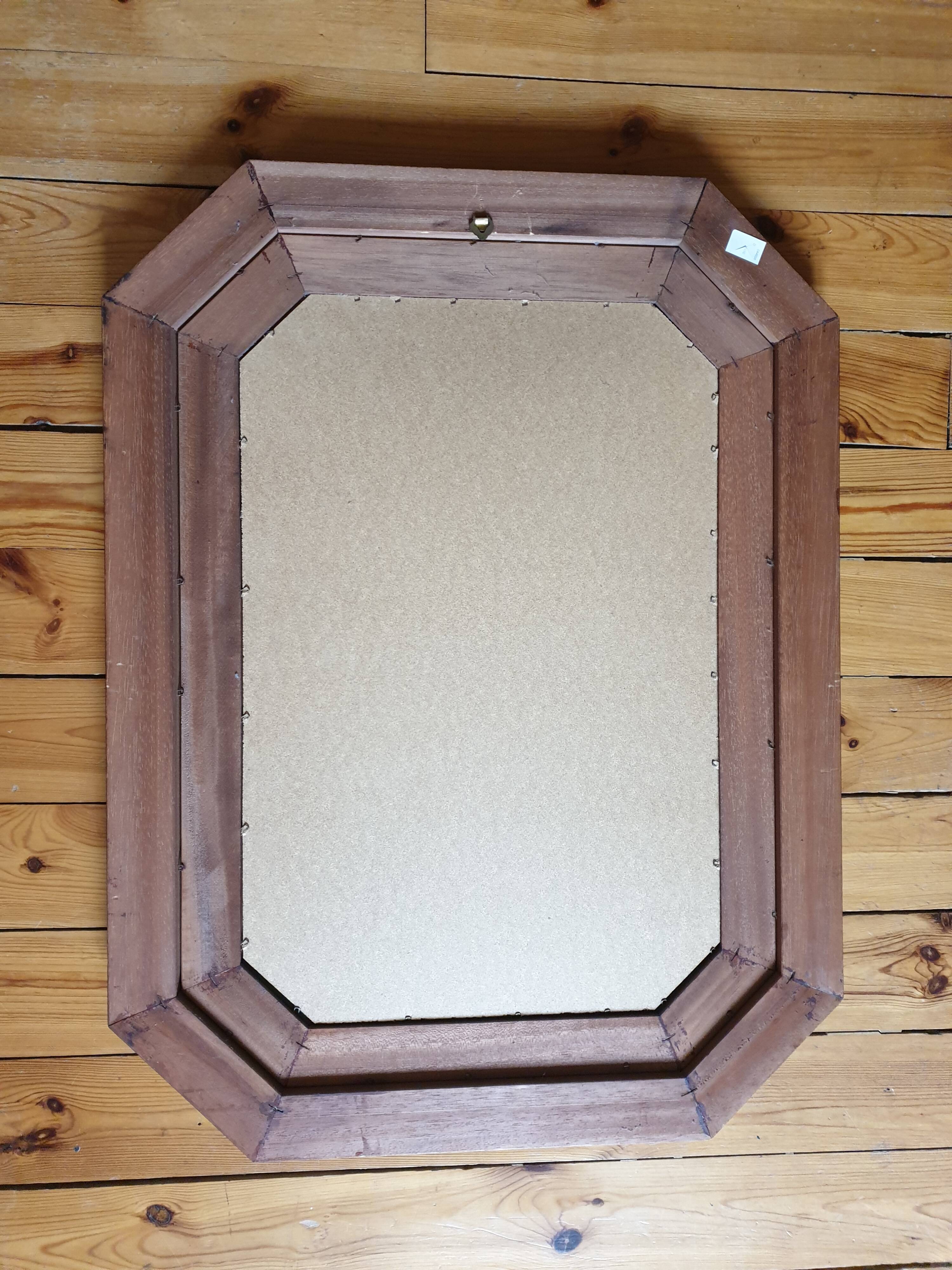 Large beveled mirror in cherry wood frame