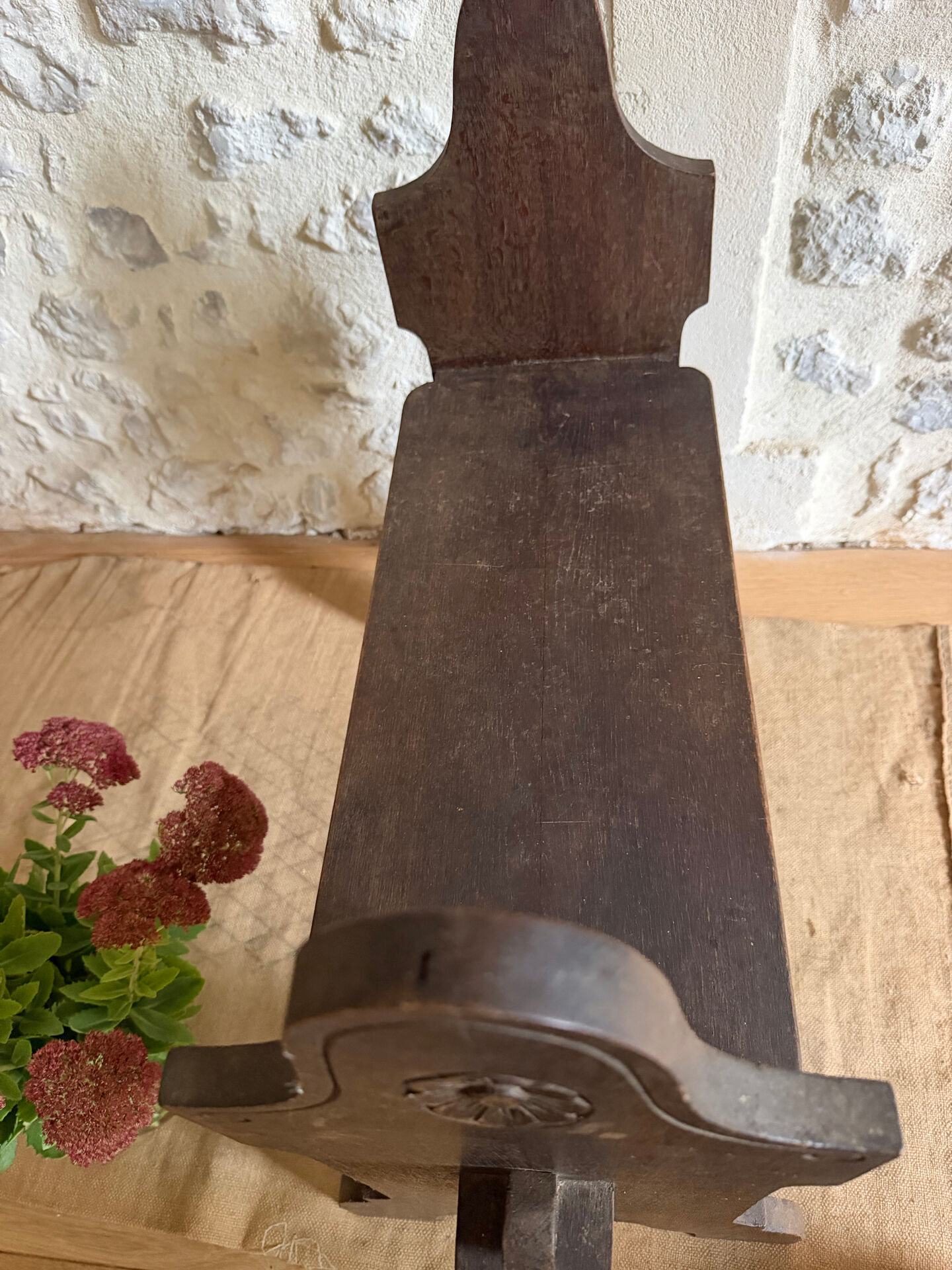 Small brutalist wooden bench