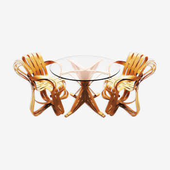 Chaises Cross Check en bois courbé et table à manger Face Off Frank Gehry pour Knoll Inc.