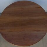 Antique round table with shutters in walnut wood on casters