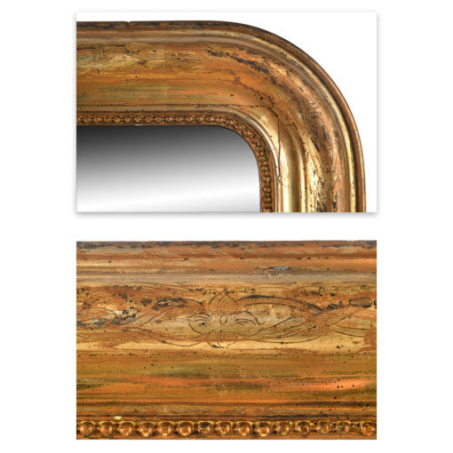 Mirror with golden patina