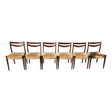 Lot of 6 vintage Scandinavian chairs from the 1950s in rosewood.
