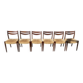 Lot of 6 vintage 1950s Scandinavian chairs in rosewood.