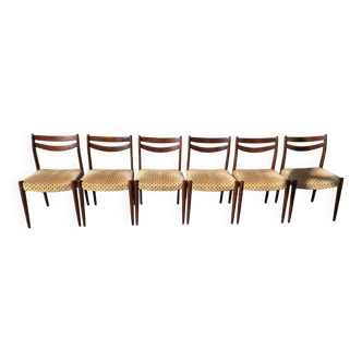 Lot of 6 vintage Scandinavian chairs from the 1950s in rosewood.