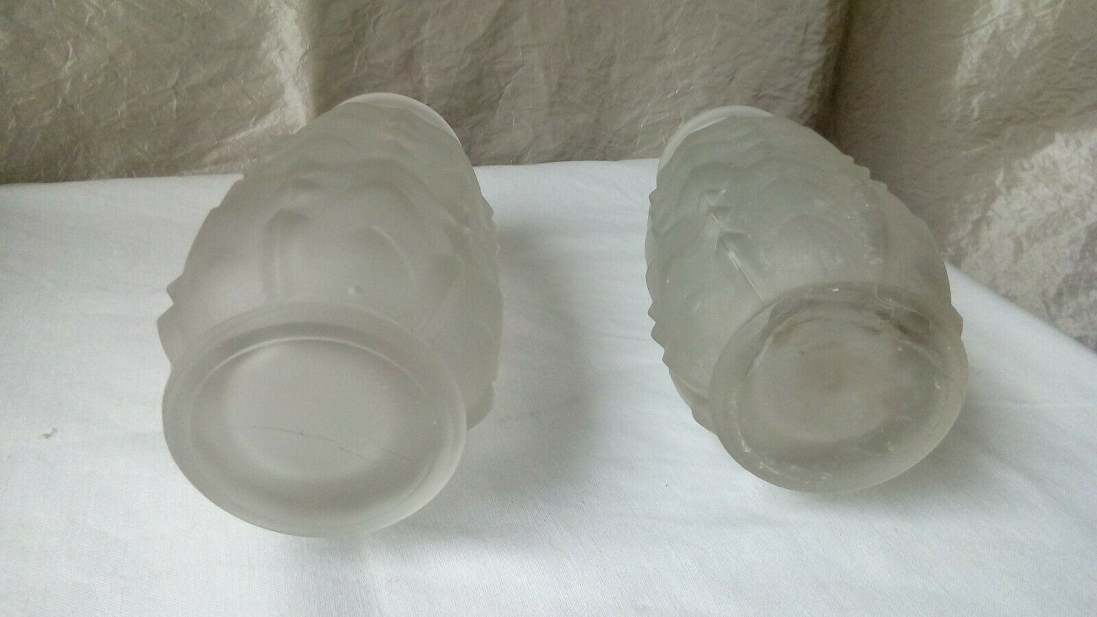 Pair of glass vases frost compress epoque art deco