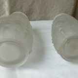 Pair of glass vases frost compress epoque art deco