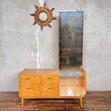 Coiffeuse vintage, en bouleau, table de toilette / meuble d'entrée