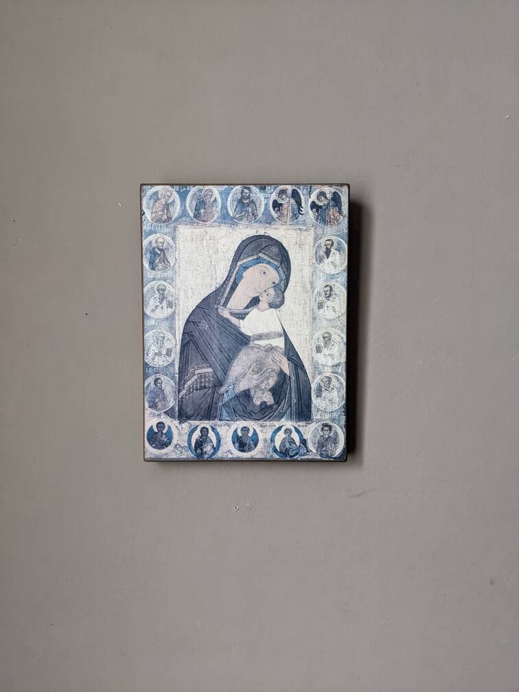 Icon on solid wood icon workshop vintage religious painting