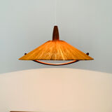 Raffia bast and teak pendant lamp by Temde