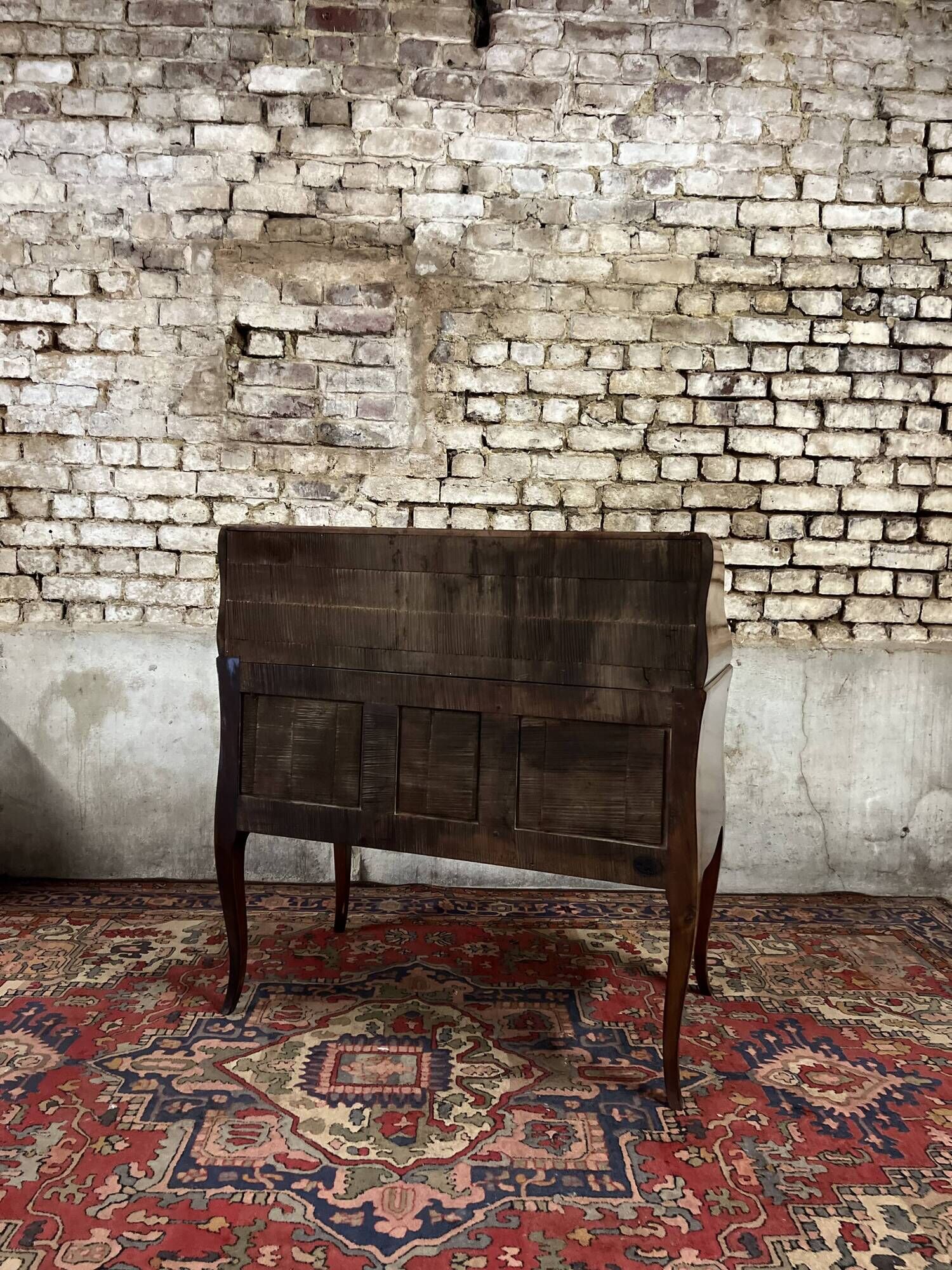 Sloping desk in natural wood and flower marquetry in louis xv style stamped mailfert