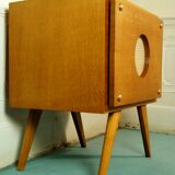 Golden oak compass stand & speaker cabinet 1960