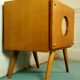Golden oak compass stand & speaker cabinet 1960