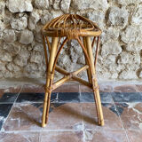 Vintage rattan stool, France 1970s