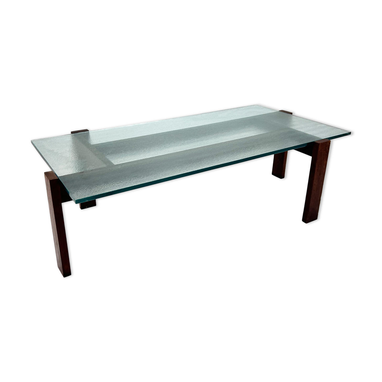 Wengé and glass coffee table, 1960s