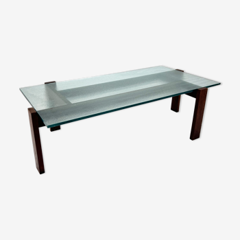 Wengé and glass coffee table, 1960s