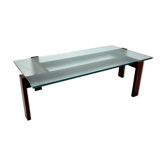 Wengé and glass coffee table, 1960s